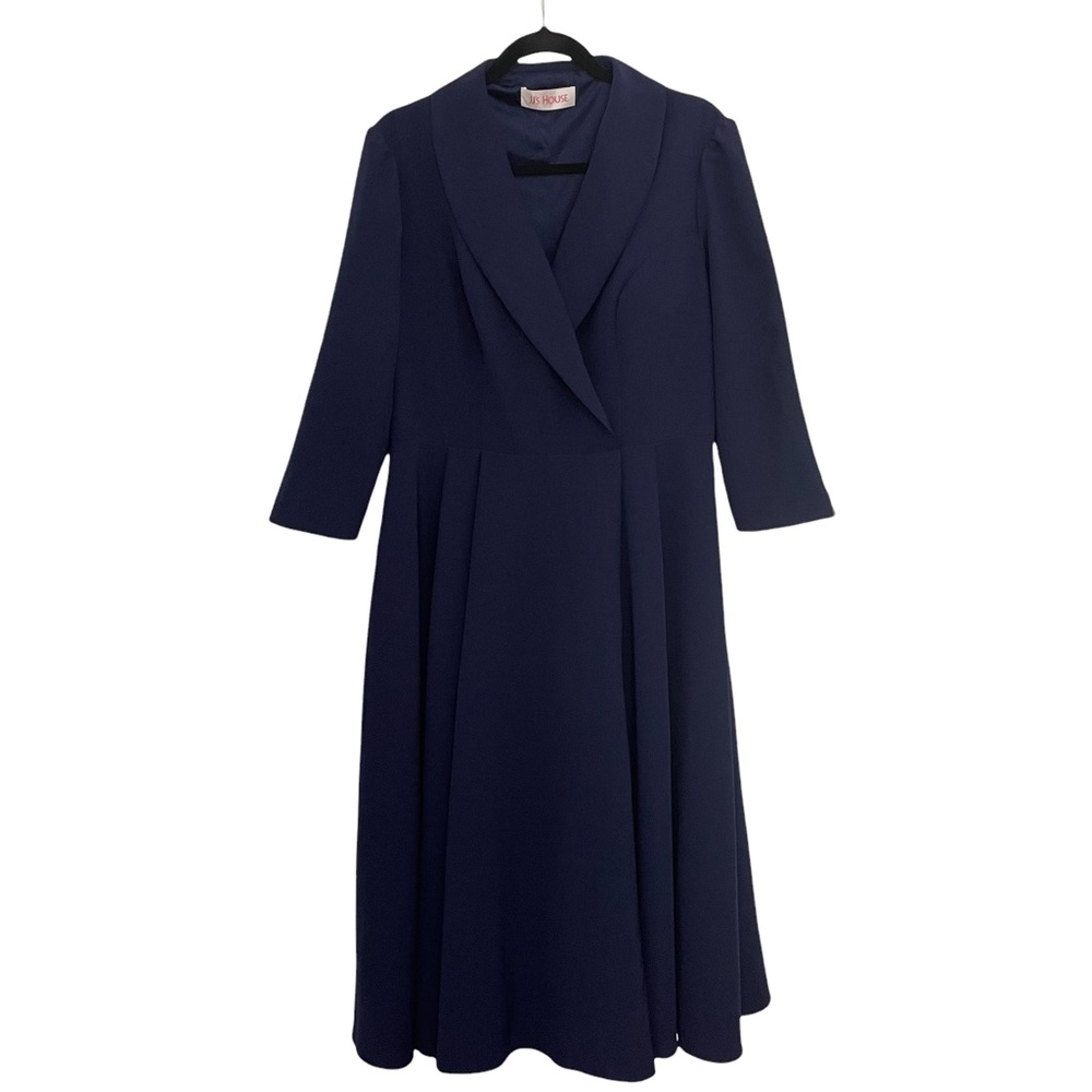 Navy JJs House Mother of the Bride Dress - A-Line V neck Tea-Length Sz 14